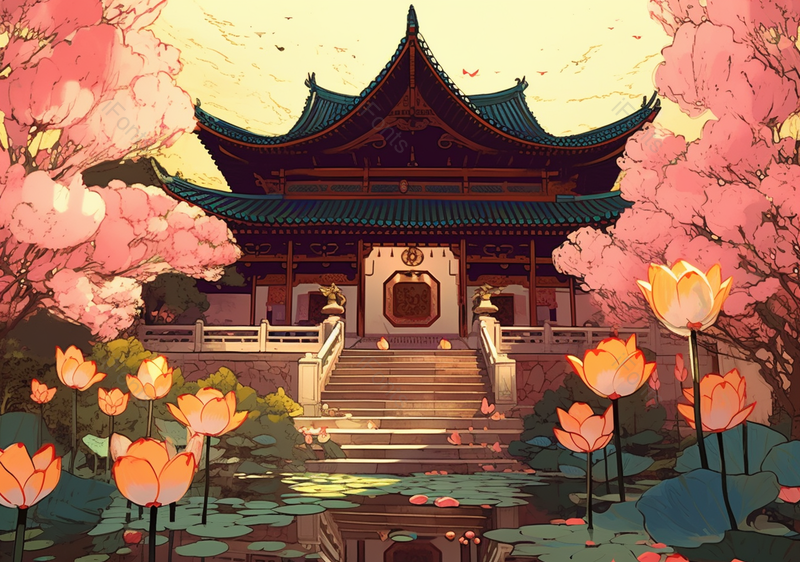 云南大观楼景色中国风背景,插画/手绘图,插画/手绘图库,插画/手绘图下载,插画/手绘
